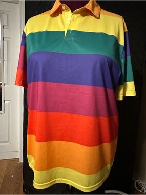 Pride Rainbow Striped Polo Shirt